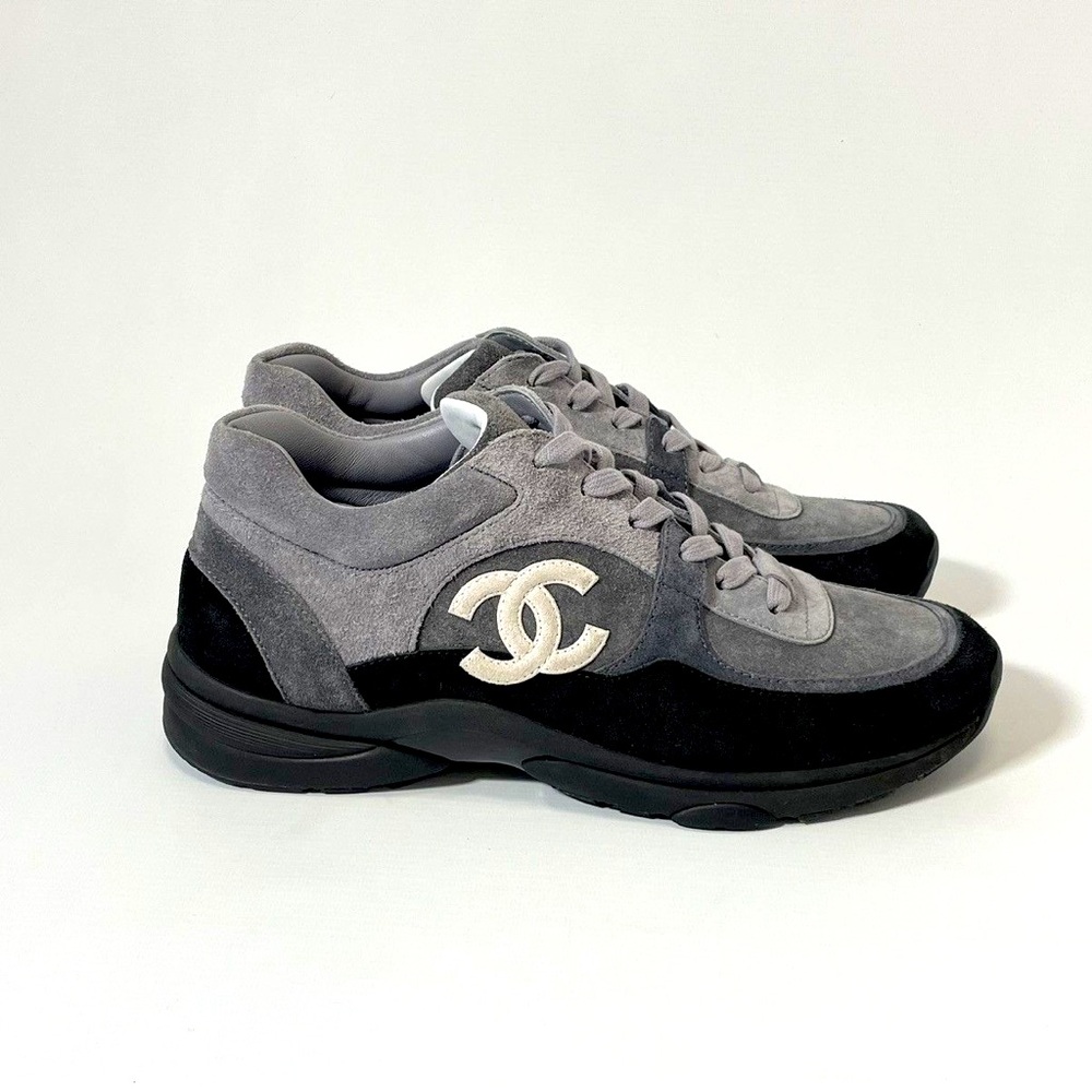 Gray Suede CC Logo Runner Sneakers